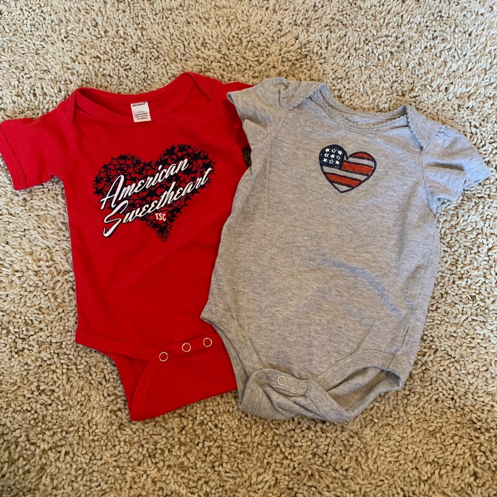 Jumping Beans Baby Girls AMERICANA One Piece Bodysuit Bundle Size 3-6 M